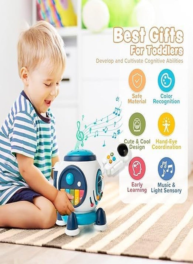 Black Foru Baby Musical Toys for Toddlers 1-3, Light up Music Crawling Toy Infants 6 to 12 Months Baby Development Sensory with Piano Keyboard/Projection Flashlight/Birthday Gifts for Kids - Image 2